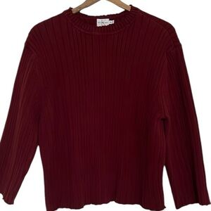CK Calvin Klein Jeans Sweater Ribbed Thick Maroon Burgundy Deep Dark Red XL